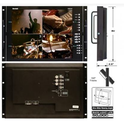 Obrazek V-R171P-4A-PAL 17' Rack Mountable LCD Monitor with Quad Splitter & Switcher, PAL format only
